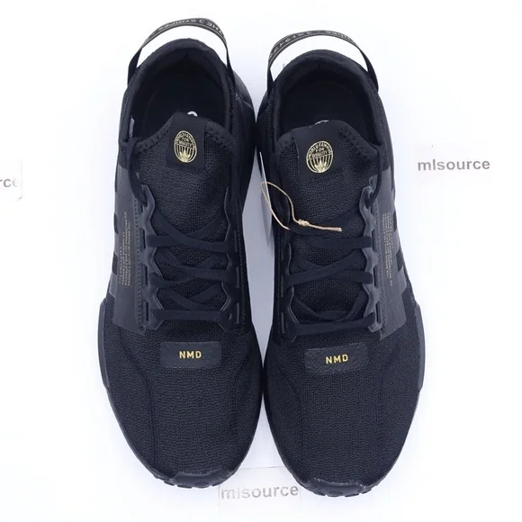 NEW adidas Originals NMD_R1 V2 Sneakers HP3251 Core Black/Gold - Picture 5 of 8